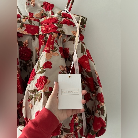 MAC DUGGAL NWT Sleeveless Bow Brocade Bubble Mini Dress in White 8 - Picture 7 of 11